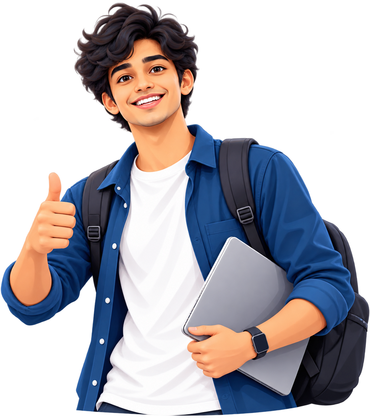 Smiling graduate with a laptop — from training to placement